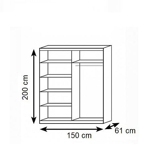 Vital 01 šatní skříň 150, dub sonoma / zrcadlo