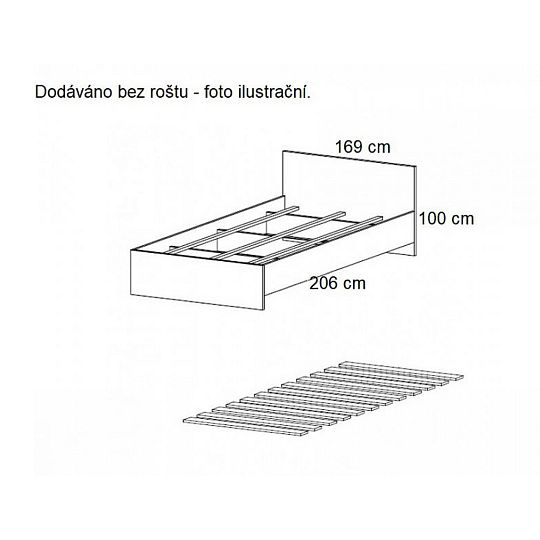 BAUNTI BA 31 postel 160 cm, dub san remo pískový/černá