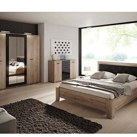 BAUNTI BA 31 postel 160 cm, dub san remo pískový/černá