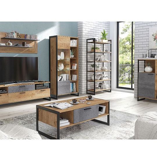 IKARIA televizní stolek, dub zlatý/oxid efek