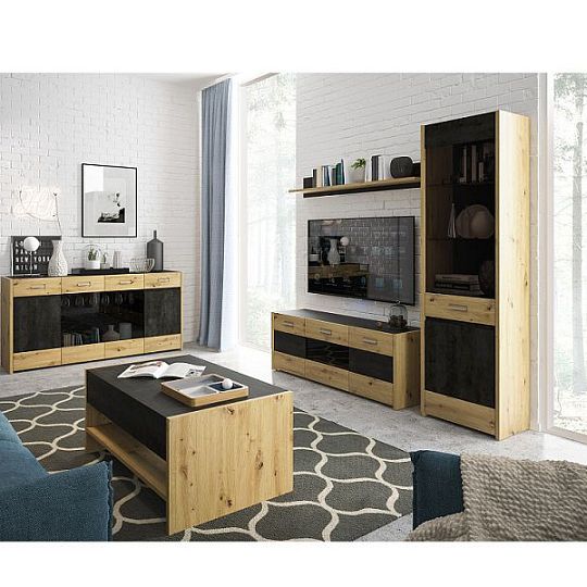 ASINARA televizní stolek F03, dub artisan/šedočerná