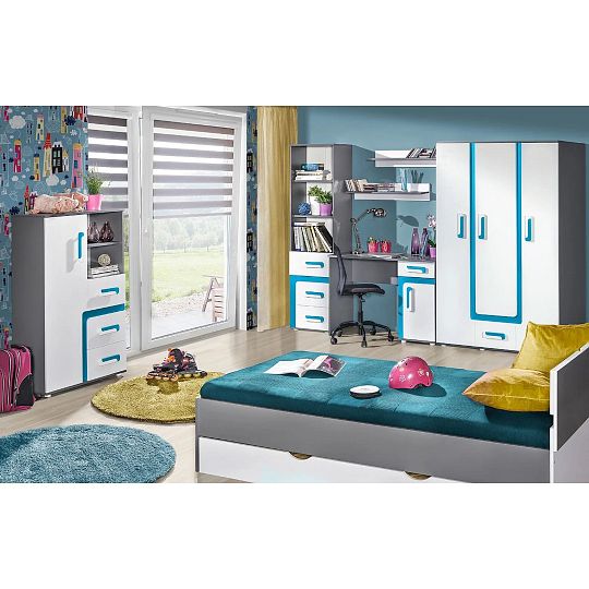 APALUCHA 1 šatní skříň, šedá/modrá