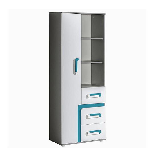 APALUCHA 4 regál vysoký, šedá/modrá