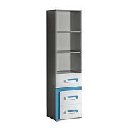 APALUCHA 5 regál vysoký, šedá/modrá
