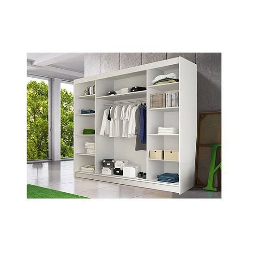 ALBATROS  šatní skříň 250, černá/bílá/ zrcadlo