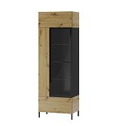 Laki 10 vitrína úzká vysoká, dub artisan/černý mat
