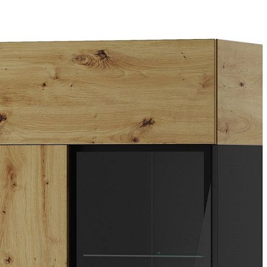 Laki 10 vitrína úzká vysoká, dub artisan/černý mat
