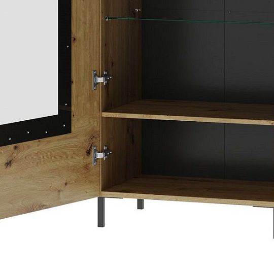 Laki 10 vitrína úzká vysoká, dub artisan/černý mat