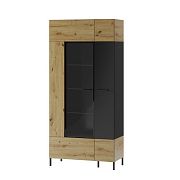Laki 12 vitrína široká vysoká, dub artisan/černý mat