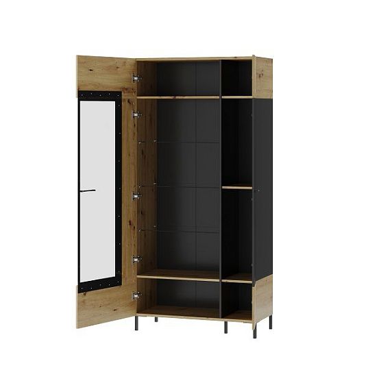 Laki 12 vitrína široká vysoká, dub artisan/černý mat