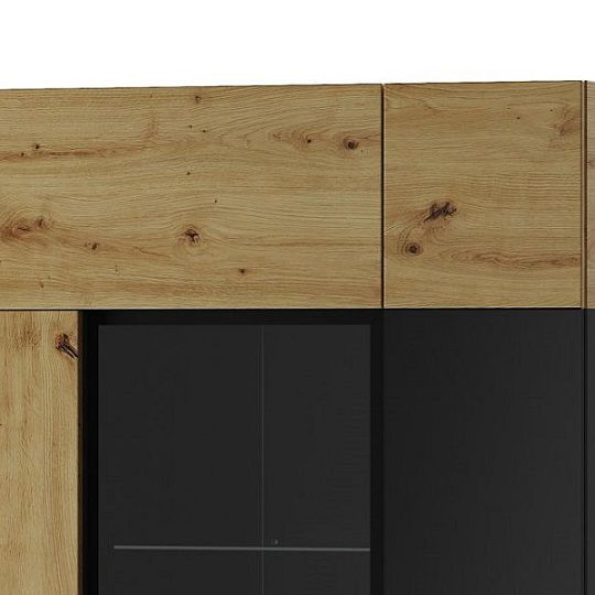 Laki 12 vitrína široká vysoká, dub artisan/černý mat