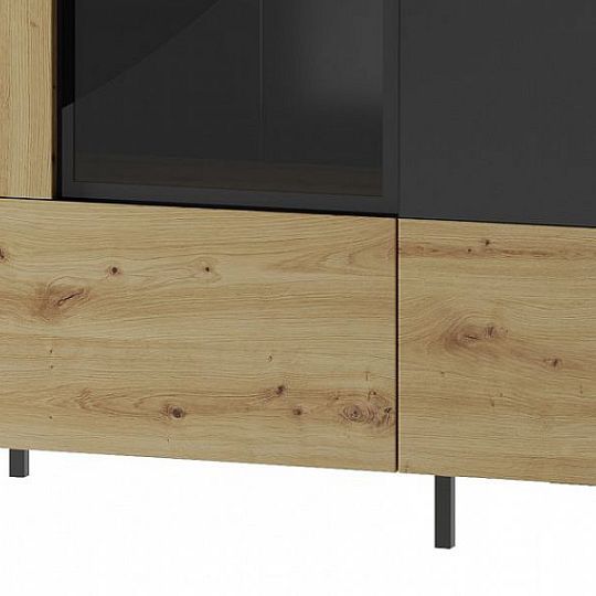 Laki 12 vitrína široká vysoká, dub artisan/černý mat