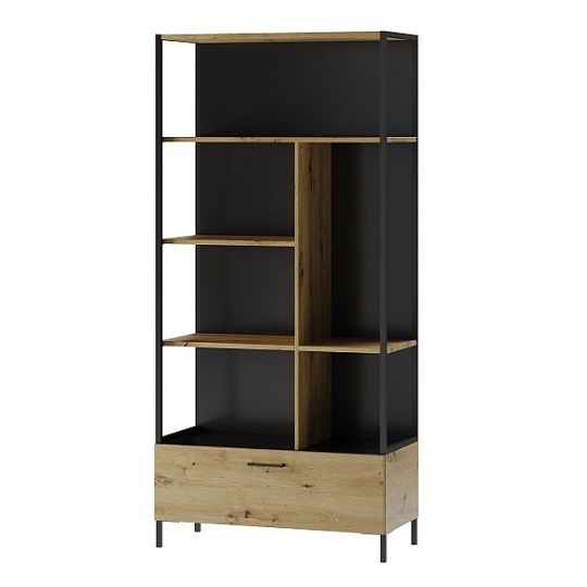 Laki 16 regál, dub artisan/černý mat