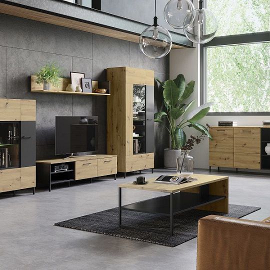 Laki 70 šatní skříň, dub artisan/černý mat