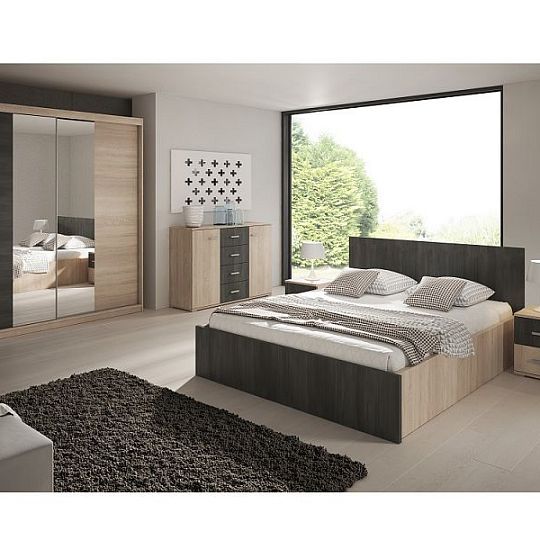 VERMONT 4S komoda, dub sonoma/borovice černá