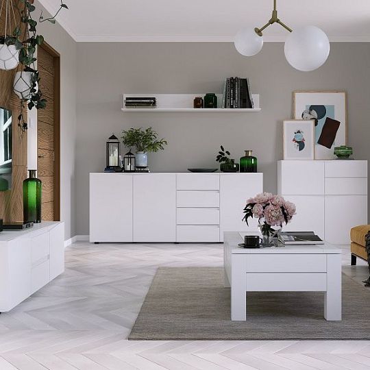 Luccarelli 05 televizní stolek 3D2S, bílý mat