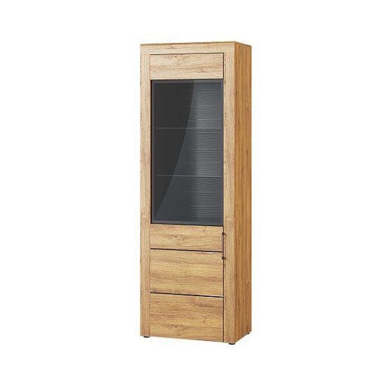 Kamalli 10 vitrína vysoká, úzká, levá, dub camargue/černá mat
