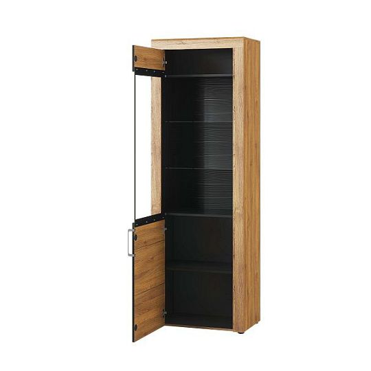 Kamalli 10 vitrína vysoká, úzká, levá, dub camargue/černá mat