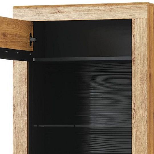 Kamalli 10 vitrína vysoká, úzká, levá, dub camargue/černá mat