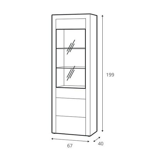 Kamalli 10 vitrína vysoká, úzká, levá, dub camargue/černá mat