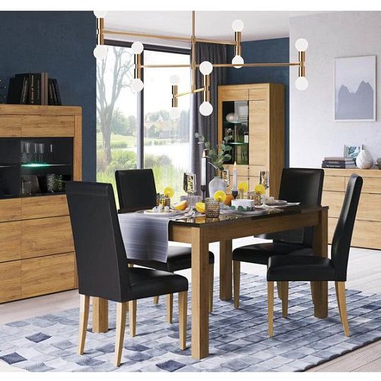 Kamalli 10 vitrína vysoká, úzká, levá, dub camargue/černá mat