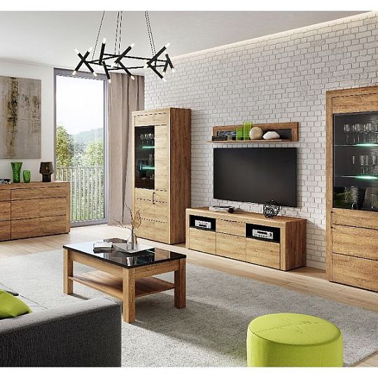 Kamalli 10 vitrína vysoká, úzká, levá, dub camargue/černá mat