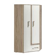 APALUCHA 2 rohová skříň, dub světlý/bílá