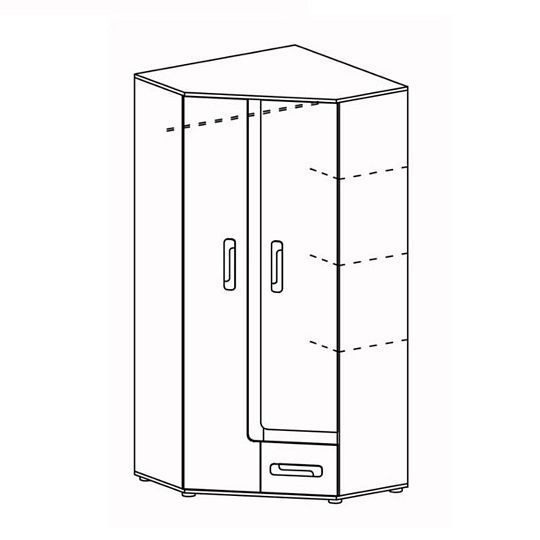 APALUCHA 2 rohová skříň, dub světlý/bílá