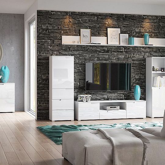 SAMOA 24 police dlouhá, bílý mat/bílý lesk