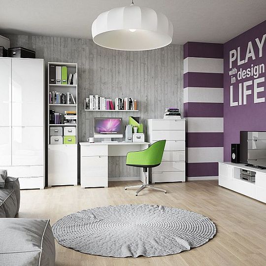 SAMOA 15 psací stůl, bílý mat/bílý lesk