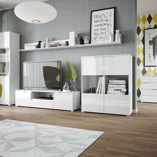 SAMOA 10 regál nízký, bílý mat/bílý lesk