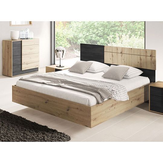 BERGAMO BA31 postel 160 cm, dub artisan/borovice černá norská