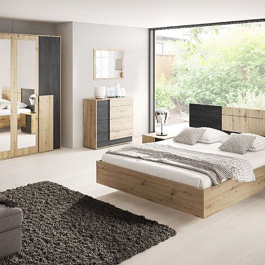 Bergamo BA 23 noční stolek, dub artisan/borovice černá norská