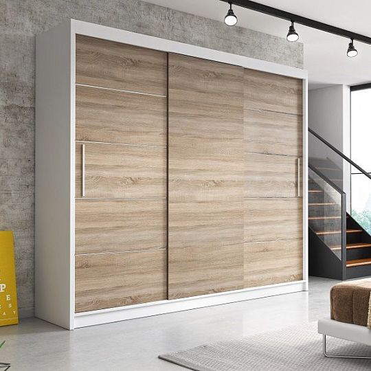 ALBATROS šatní skříň 250 bez zrcadla, bílá/dub sonoma