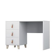 FELICITA 08 psací stůl, bílá/kožené úchytky/dřevěné nohy