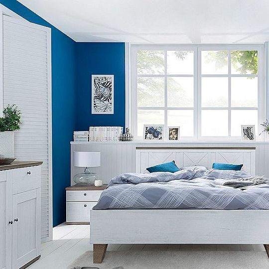 TIMIKA postel 180 cm + rošt, borovice bílá anderson/dub sonoma tmavý