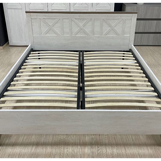 TIMIKA postel 180 cm + rošt, borovice bílá anderson/dub sonoma tmavý