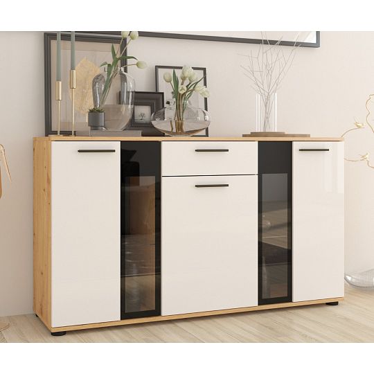 SORENTA komoda, Dub artisan/bílá