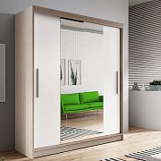 Vital 01 šatní skříň 150, dub sonoma/bílá/zrcadlo