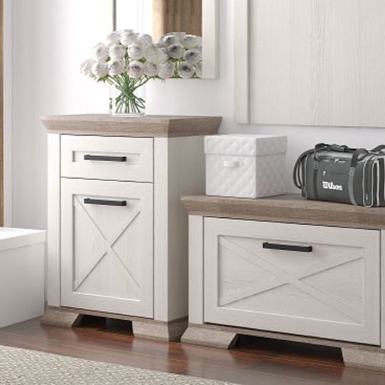 BELLUNO předsíňová stěna, bříza bílá/dub sonoma tmavá