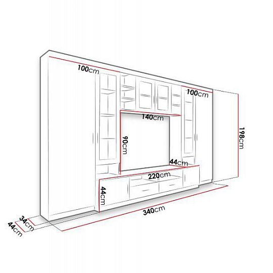 PADRE obývací stěna, dub sonoma/bílá