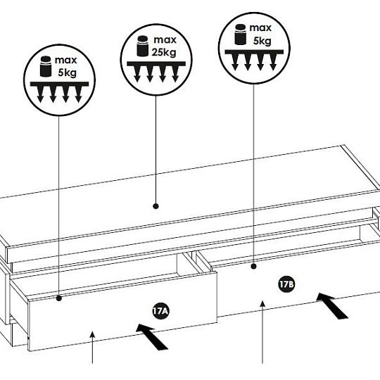 CANTUS 2S televizní stolek, dub riviéra světlý/bílá lesk