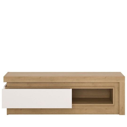CANTUS 1S televizní stolek, dub riviéra světlý/bílá lesk