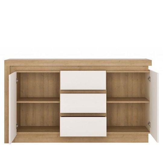 CANTUS komoda 2D3S, dub riviéra světlý/ bílá lesk