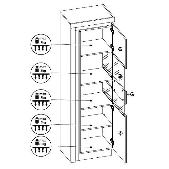 CANTUS 03P vitrína 198, dub riviéra světlý/bílá lesk
