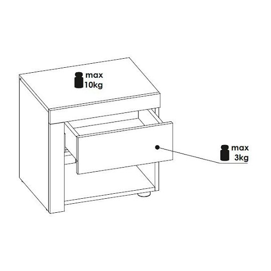 CANTUS 1S noční stolek, levá, dub riviéra světlý/bílá lesk