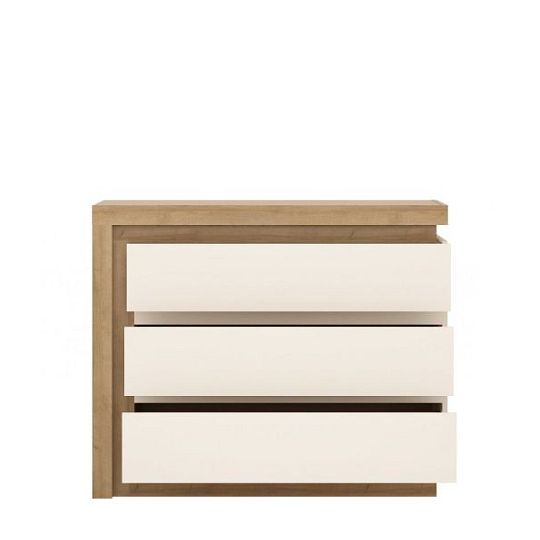 CANTUS 3S komoda, dub riviéra světlý/bílá lesk