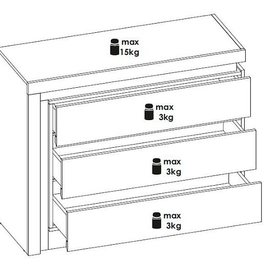 CANTUS 3S komoda, dub riviéra světlý/bílá lesk