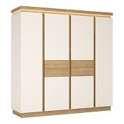 CANTUS 4D šatní skříň, dub riviéra světlý/bílá lesk