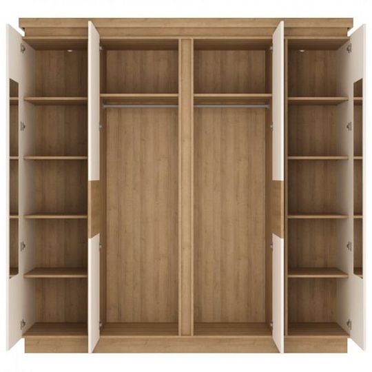 CANTUS 4D šatní skříň, dub riviéra světlý/bílá lesk